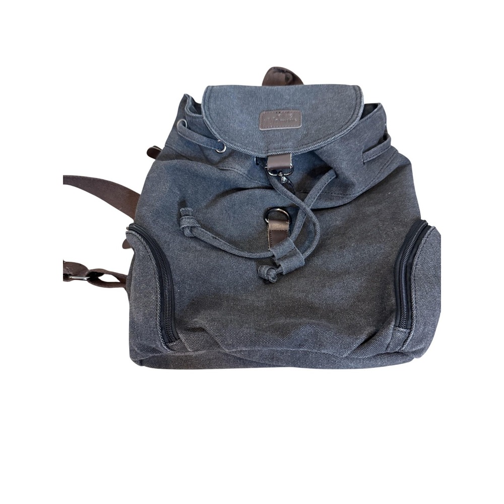 MOWANG Gray‎ Canvas Backpack 16" Travel Daypack Bag Adjustable Straps Men Casual